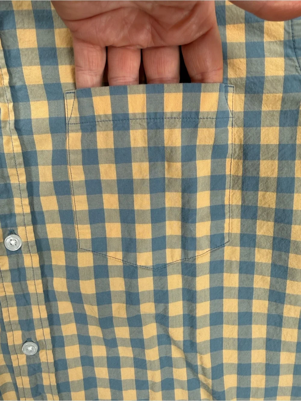 J. Crew Yellow and Blue Gingham Button-Down Shirt